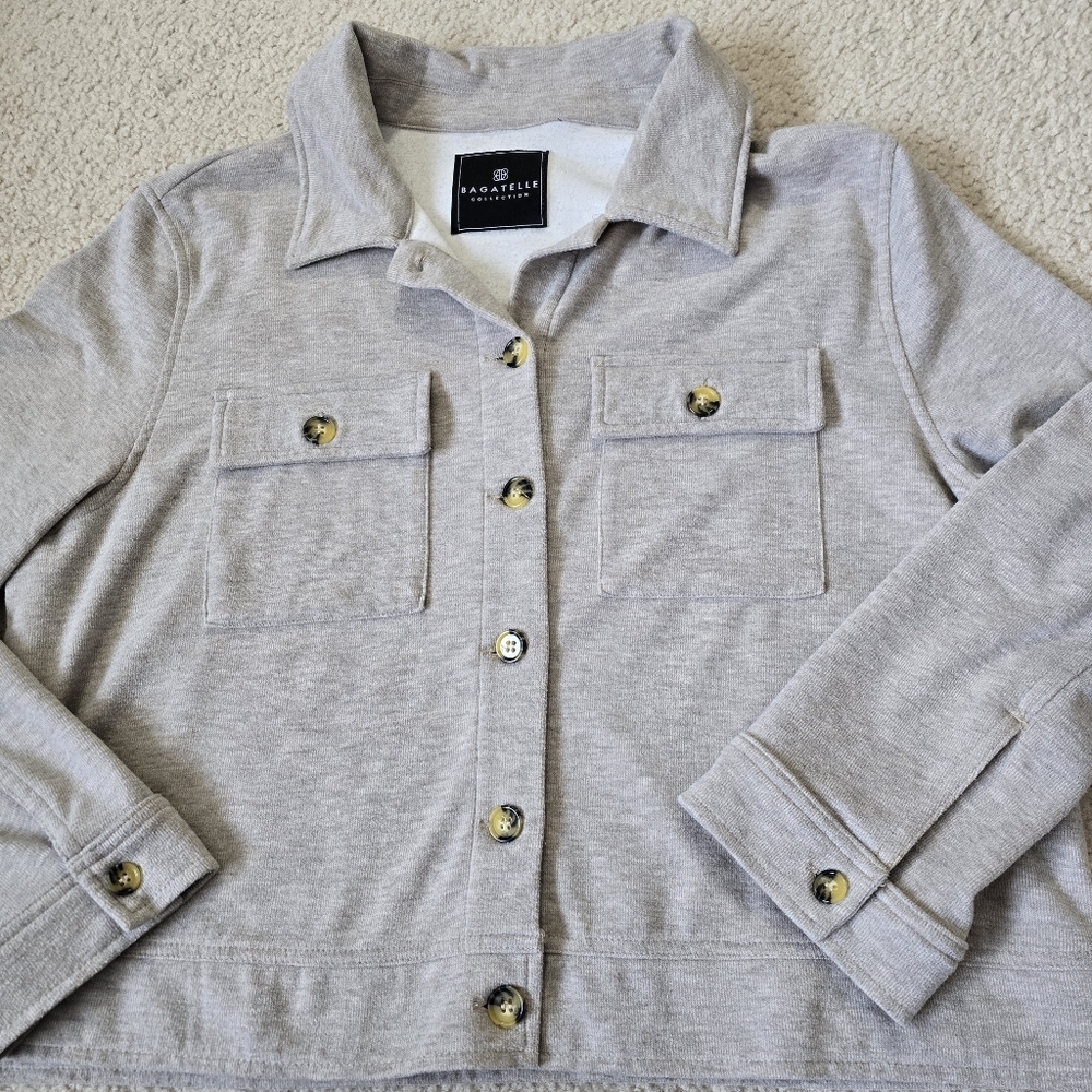Bagatelle Collection Light Beige Collared Button Up Shacket Shirt Jacket Large